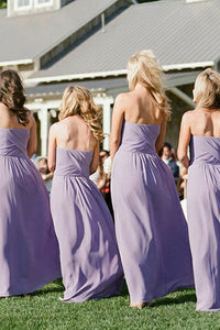 A-Line Sweetheart Backless Lavender Chiffon Bridesmaid Dress with Ruched OHS014 | Cathyprom