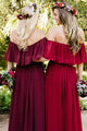 A-Line Off-the-Shoulder Floor-Length Chiffon Bridesmaid Dress with Ruffles OHS048 | Cathyprom