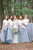 A-Line Crew Short Sleeves Floor-Length Grey Bridesmaid Dress with Lace OHS049 | Cathyprom