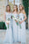 A-Line Off-the-Shoulder Floor-Length Light Blue Ruched Long Chiffon Bridesmaid Dress OHS137