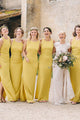 Sheath Crew Open Back Floor-Length Bridesmaid Dress with Split OHS083 | Cathyprom