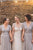 A-Line V-Neck Short Sleeves Floor-Length Grey Bridesmaid Dress with Sequins OHS058 | Cathyprom