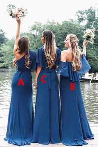 Sheath One-Shoulder Floor-Length Bridesmaid Dress with Sash OHS091 | Cathyprom