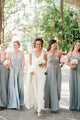 A-Line Halter Backless Floor-Length Light Grey Convertible Long Chiffon Bridesmaid Dress OHS134