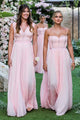 A-Line Spaghetti Straps Floor-Length Pleated Chiffon Bridesmaid Dress OHS095 | Cathyprom