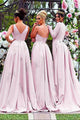 Mermaid V-Neck Sweep Train Detachable Bridesmaid Dress with Appliques OHS096 | Cathyprom