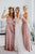 A-Line Spaghetti Straps Floor-Length Long Blush Chiffon Bridesmaid Dress with Pleats Sash OHS136