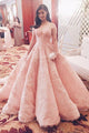 A-line Sweetheart Short Sleeves Illusion Back Long Pink Prom Dress with Lace LPD26 | Cathyprom