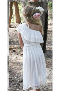 Cheap Floor Length One Shoulder Chiffon Sleeveless Flower Girl Dress OHR044 | Cathyprom
