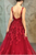 A Line Spaghetti Strap Burgundy Sleeveless Appliques Long Prom Dress OHC173 | Cathyprom