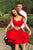 A Line Off the Shoulder Red Short Homecoming Dresses Ruffles OHM027 | Cathyprom