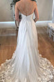 Gorgeous A Line Spaghetti Straps White Wedding Dresses with Appliques OHD107 | Cathyprom