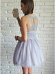 A-Line V-Neck Short Lavender Homecoming Dress with Lace Party Dress OHM190