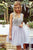 A-Line V-Neck Short Lavender Homecoming Dress with Lace Party Dress OHM190