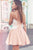 A-line Square Spaghetti Lace Appliques Satin Homecoming Dress OHM211