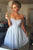 Gorgeous Strapless Light Blue Lace Short Homecoming Party Dress Short Prom Dress OHM182