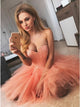 Sexy Sweetheart Coral Pink Tulle Short Beading Party Dress Homecoming Dress OHM183