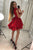 A-Line Jewel Lace Red Pleat Homecoming Dress with Tiered Skirt OHM036 | Cathyprom