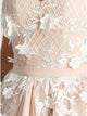 A-line V-neck Light Pink Pleat Homecoming Dress with Handmade Flowers OHM201