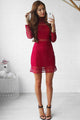 Sheath High Neck Red Lace Party Dress with Long Sleeves Homecoming Dress OHM203