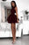 Stunning Burgundy High Neck Satin Tiered Short Homecoming Dress with Pleats OHM208