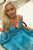 A-line Spaghetti Sky Blue Satin Hollow Out Short Homecoming Dress Party Dress OHM194