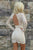V-neck Lace Tight White Short Party Dress with Long Sleeves Homecoming Dresses OHM192
