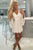 A-line Ivory Lace Short Party Dress Homecoming Dress with Bell Sleeves OHM213