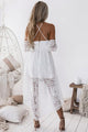 White Cold Shoulder White Pleated Hollow Out Lace High Low Party Dress Homecoming Dress OHM215