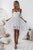 White Cold Shoulder White Pleated Hollow Out Lace High Low Party Dress Homecoming Dress OHM215