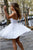 Chic White Spaghetti Straps Homecoming Party Dress with Appliques OHM055 | Cathyprom