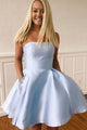 Elegant Strapless Satin Homecoming Dress with Beading Pockets OHM047 | Cathyprom