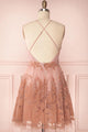 Sleeveless Deep V-neck Short Prom Homecoming Dress with Lace OHM033 | Cathyprom