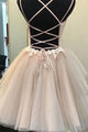 Chic Sleeveless Spaghetti Straps Homecoming Dress with Appliques OHM058 | Cathyprom