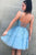 A Line Spaghetti Strap Short Homecoming Dresses with Appliques OHM011 | Cathyprom