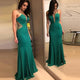 Elegant Green Spaghetti-Straps Mermaid Prom Dresses DN1406