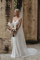 Simple Mermaid/Trumpet V-Neck Satin Open Back Bridal Gown Long White Elastic Satin Wedding Dress OHD233