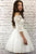 Princess A Line Off the Shoulder White Homecoming Dresses Long Sleeves OHM024 | Cathyprom