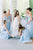 Simple A Line Halter Floor Length Long Chiffon Blue Bridesmaid Dress with Ruched OHS150