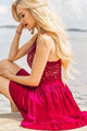 Gorgeous V Neck Red Short Homecoming Dresses with Appliques OHM019 | Cathyprom