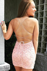 Modern Sheath Pink/Yellow Short Prom/ Homecoming Dresses with Appliques OHM010 | Cathyprom