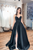 Elegant A Line V Neck Sleeveless Satin Prom Dresses Evening Dresses OVR003