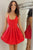 Sexy Spaghetti Straps Backless Short Red Pleated Homecoming Dress OHM070 | Cathyprom