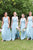 Simple A Line Long Round Neck Light Blue Chiffon Bridesmaid Dress with Ruched OHS147