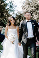 Formal Satin A-Line Square Neck Long White Sleeveless Wedding Dress Simple Bridal Gown OHD237