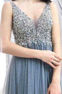 A Line Sleeveless Tulle Beading Long Prom/Evening  Dresses OHC158 | Cathyprom