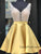 A Line Satin Beaded  Homecoming Dresses Sexy V-neck Short Prom Dress DKL1221