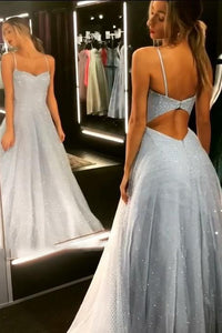 Sparkly Cheap Long Backless Tulle Prom Dresses Evening Gowns OHC141 | Cathyprom