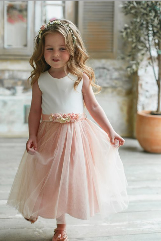 A Line Sleeveless Round Neck Sleeveless Tulle Flower Girl Dresses OHR0 – cathyprom