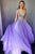 Lavender Sexy Tulle V-neck Beading Long Prom Dresses PT1318